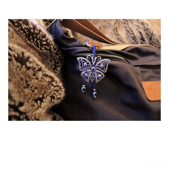 Evil Eye Ornament Butterfly Keychain Nazar 🧿 Lapis Glass Spiritual Protection - Picture 5 of 10